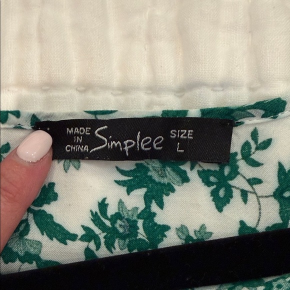 Simplee Apparel White and Green Floral Summer Dress - Picture 3 of 3